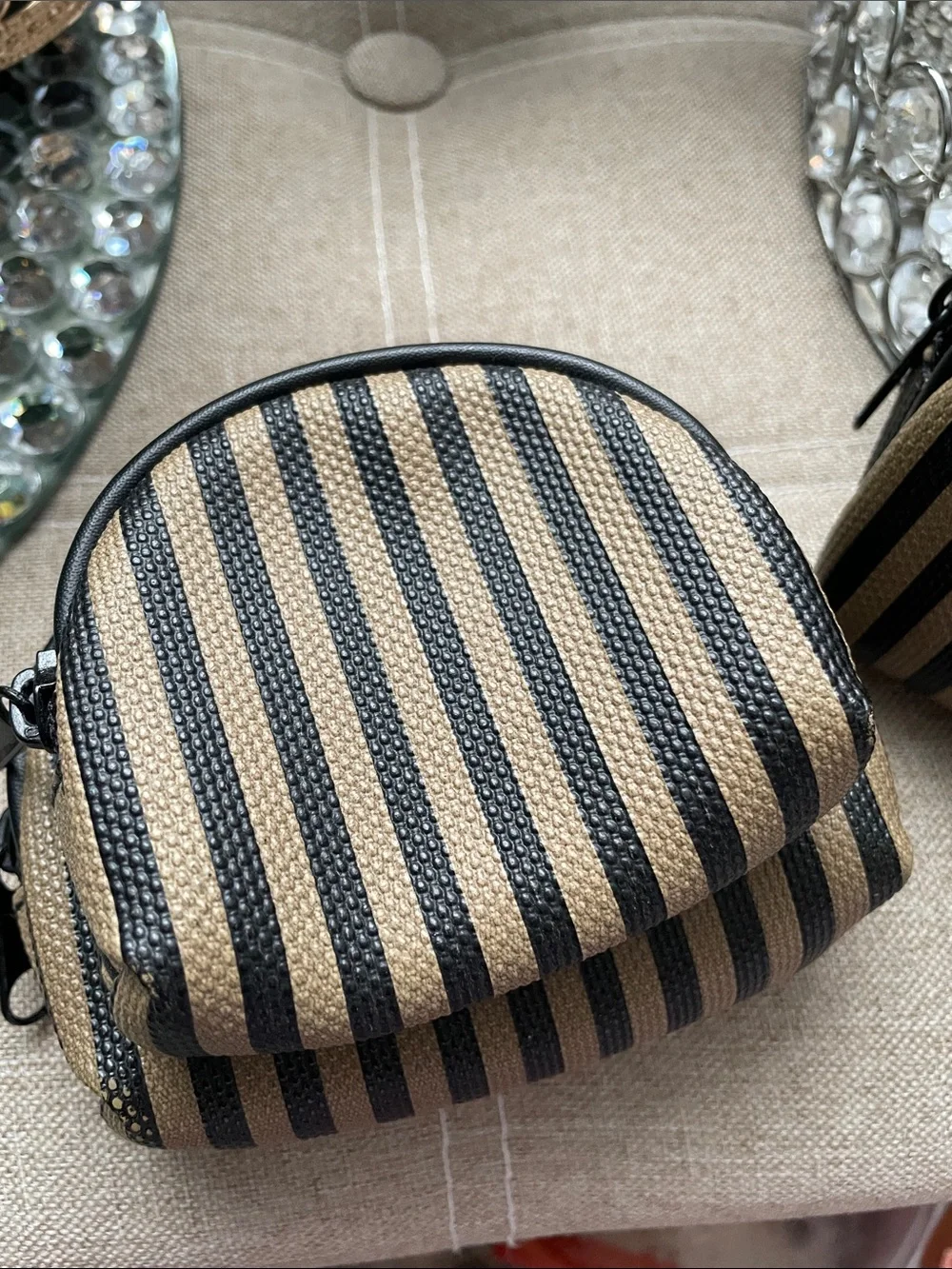 ✨🖤Striped Black & Tan Travel Pouch Set - 3 Piece🖤✨NEW